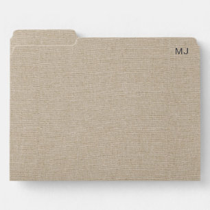 Natural Linen Texture Fabric File Folder