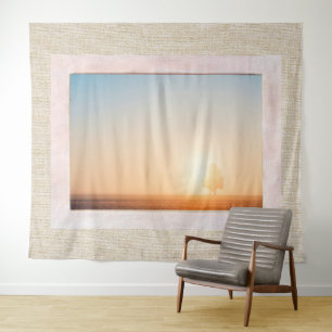 Natural Linen Texture Window with the View Tapestry