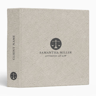 Natural Linen Texture With Gray Typography Logo 3 Ring Binder