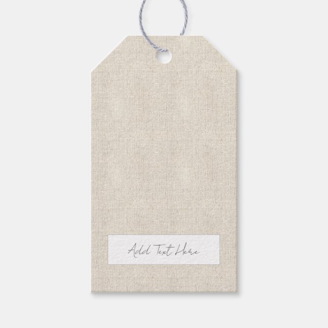 Natural Linen Timeless All Purpose Add Own Text Gift Tags (Front)