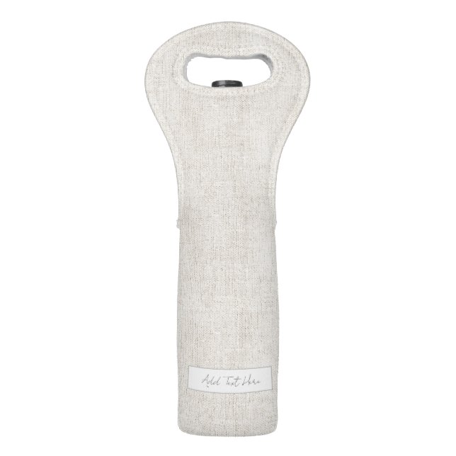 Natural Linen Timeless All Purpose Add Own Text Wine Bag (Front)