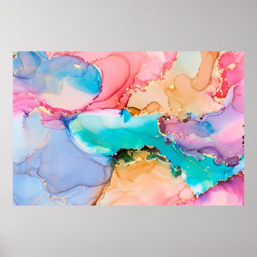 Natural luxury abstract fluid art painting in alco poster