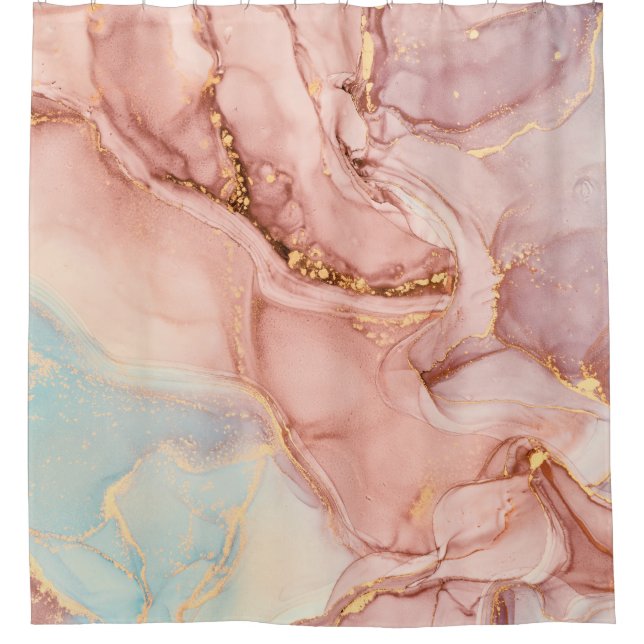 Natural luxury abstract fluid art painting in alco shower curtain (Front)