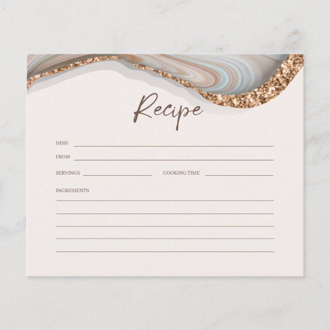 Natural Marble Agate Bridal Shower Recipe Card (Front)
