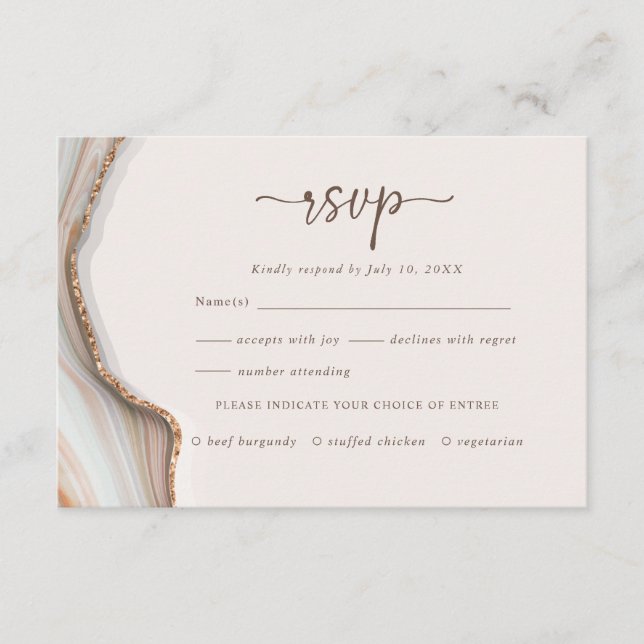 Natural Marble Agate RSVP Enclosure Card (Front)