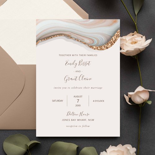Natural Marble Agate Wedding Invitation