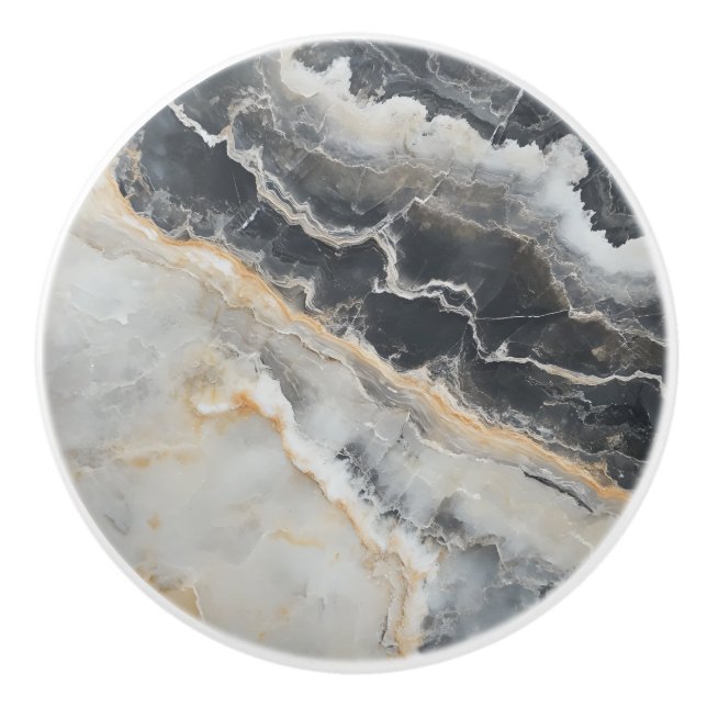 Natural Marble Gray Pattern Ceramic Knob (Front)