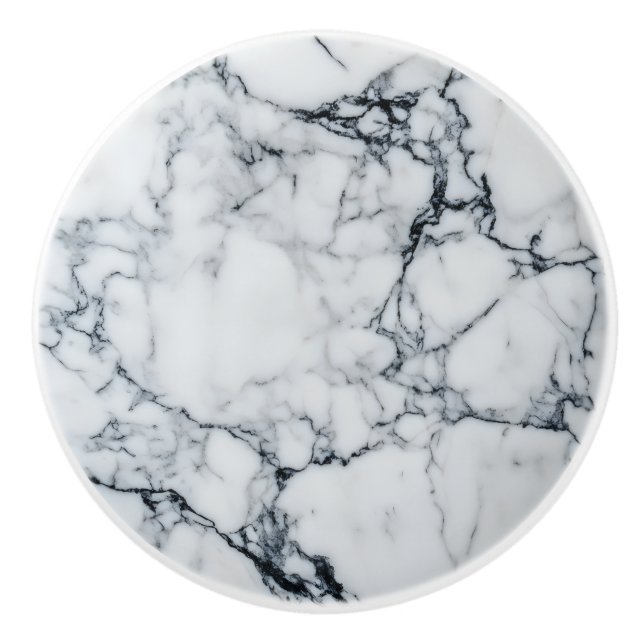 Natural Marble Gray Pattern Ceramic Knob (Front)
