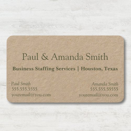 Natural Minimalist Kraft Business Card w 2 Names