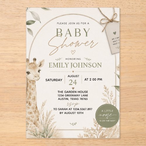Natural Minimalist Neutral Baby Shower Acrylic Invitations