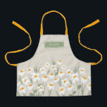 Natural modern daisy blue girly elegant stylish apron<br><div class="desc">Floral modern daisy natural cream green and sunny yellow girly elegant stylish design.</div>