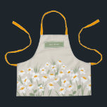 Natural modern daisy blue girly elegant stylish apron<br><div class="desc">Floral modern daisy natural cream green and sunny yellow girly elegant stylish design.</div>