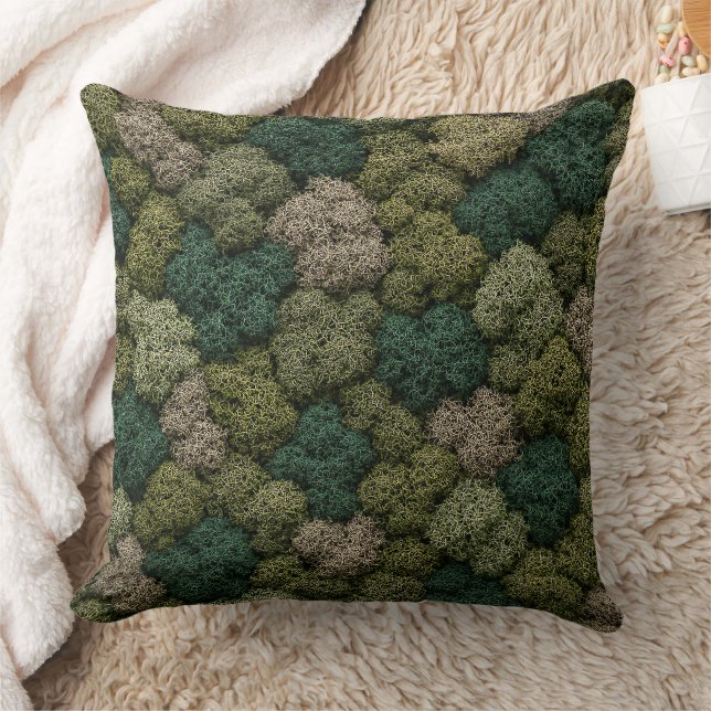 Natural Moss and Lichen Eco Throw Pillow (Blanket)