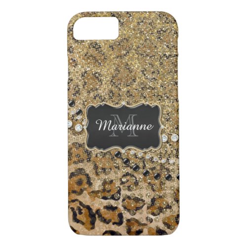 Natural n Gold Leopard Animal Print Glitter Look iPhone 87 Case