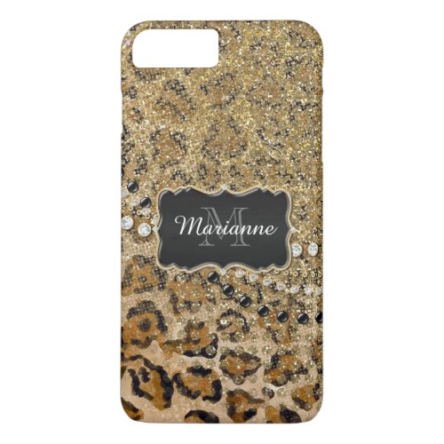 Natural n Gold Leopard Animal Print Glitter Look iPhone 8 Plus7 Plus Case