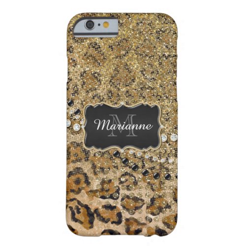 Natural n Gold Leopard Animal Print Glitter Look Barely There iPhone 6 Case