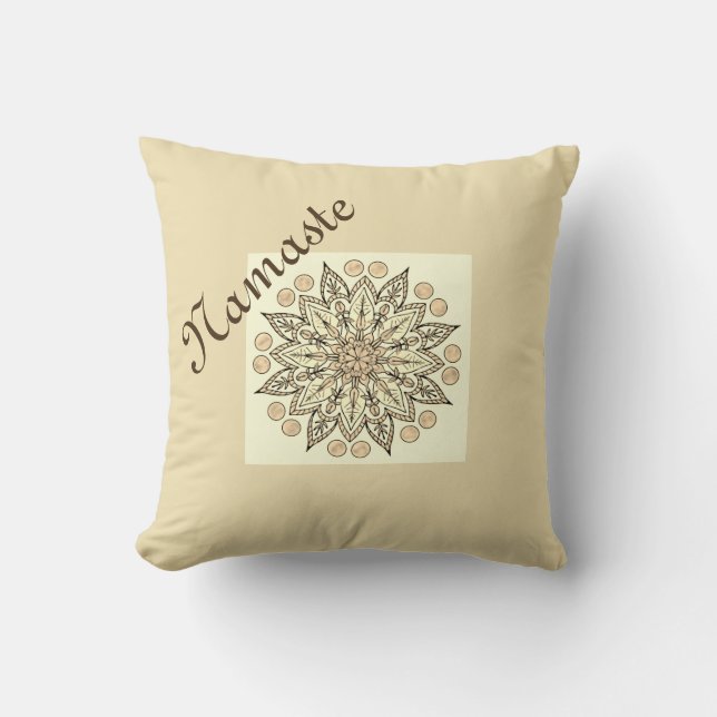 Natural Namaste Mandala Throw Pillow (Front)