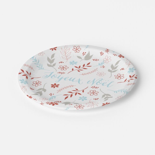 Natural Noël Christmas Holiday Paper Plates (Angled)