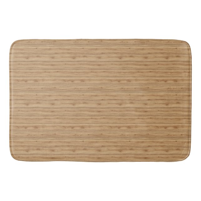 Natural Oak Wood Plank Texture with Warm Tones Bath Mat (Front)
