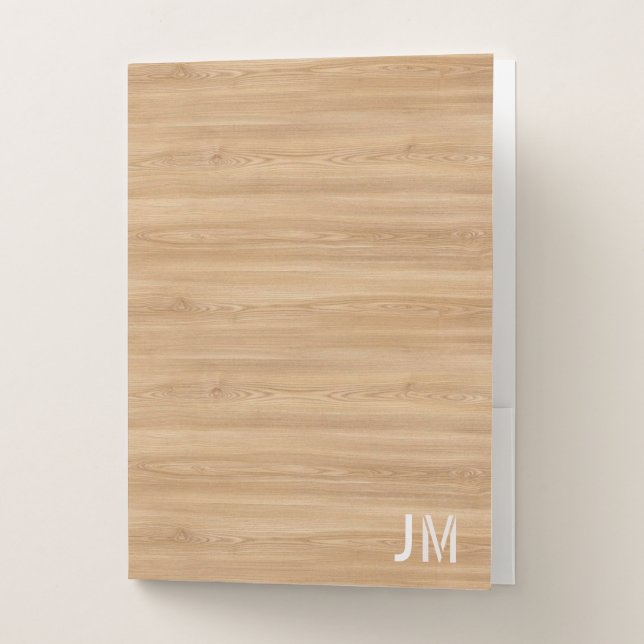 Natural Oak Wood Pocket Folder (Front)
