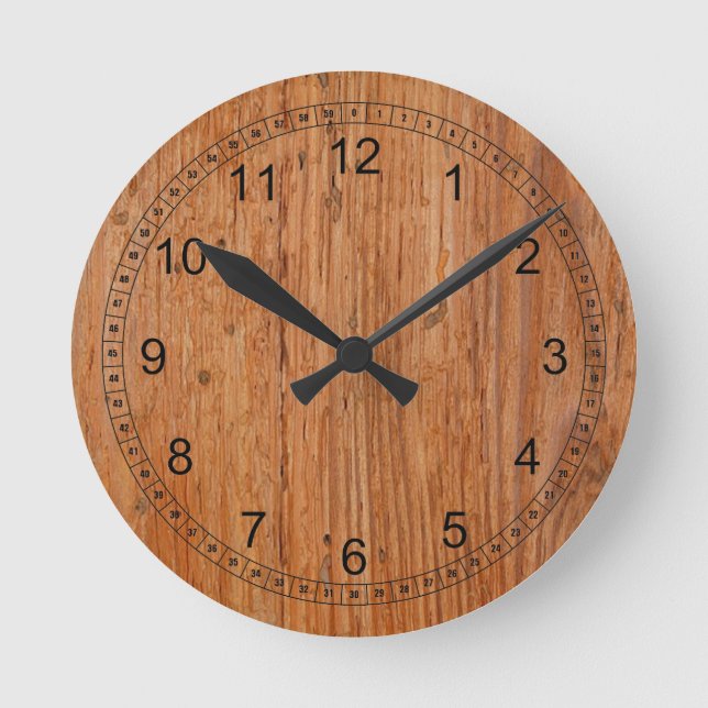 Natural Oak Wood Round Medium Clock (Front)