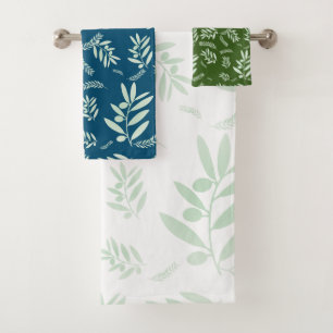 Natural Olive Branch Pattern Bath Towel Set