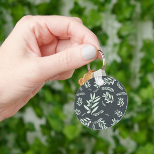 Natural Olive Branch Pattern Keychain – Botanical 