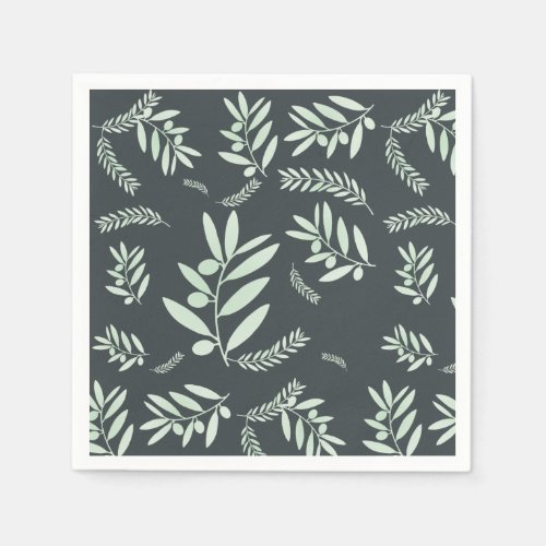 Natural olive branch pattern napkins