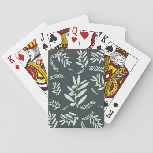 Natural olive branch pattern poker cards