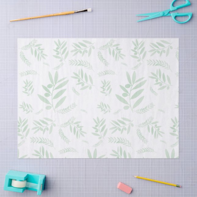 Natural Olive Branch Tissue Paper – Rustic  (Craft)