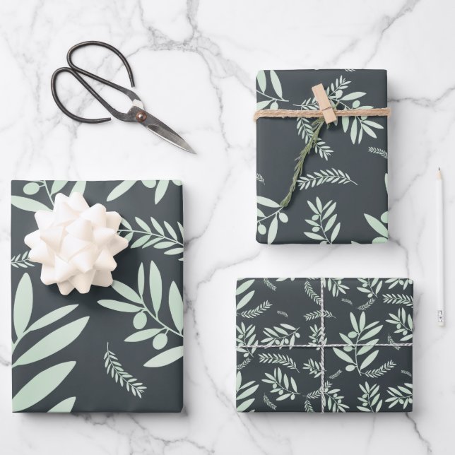 Natural Olive Branch Wrapping Paper – Botanical  (Front)