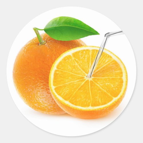 Natural orange juice classic round sticker