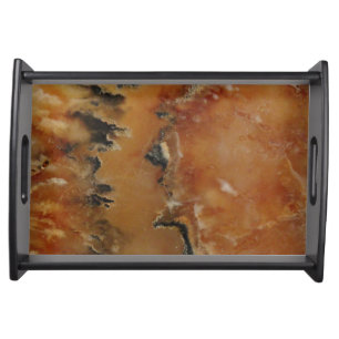 Natural Orange Red Hued Mossy Agate Gemstone Photo Serving Tray