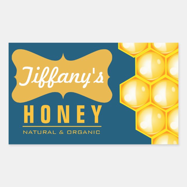 Natural | Organic Honey | Pure Honey | Farm Honey Rectangular Sticker (Front)