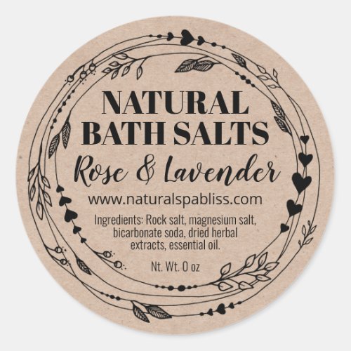 Natural Organic Kraft Bath Salt Labels