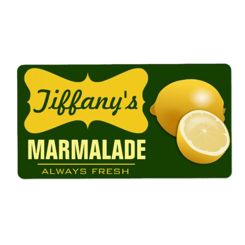 Natural Organic  Lemon Jam  Lemon Marmalade Label