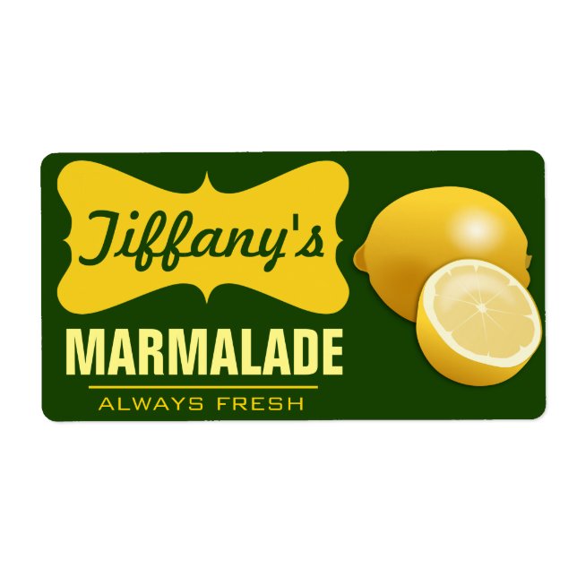 Natural Organic | Lemon Jam | Lemon Marmalade Label (Front)