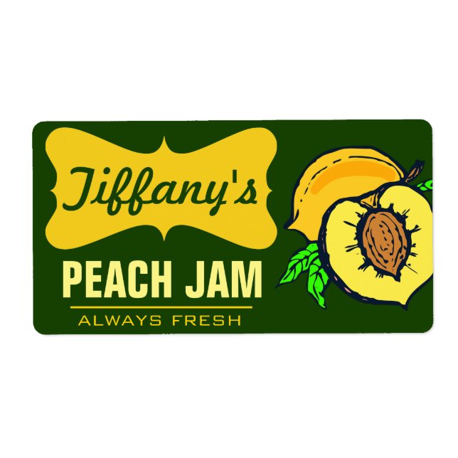 Natural Organic | Peach Jam | Handmade Jams Label (Front)