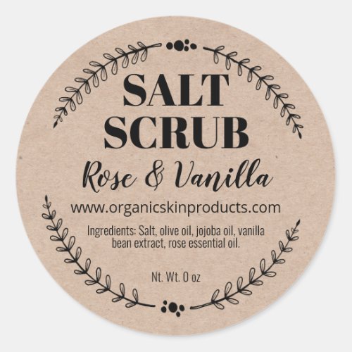 Natural Organic Salt Scrub Labels