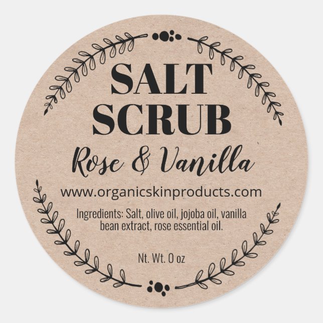 Natural Organic Salt Scrub Labels (Front)