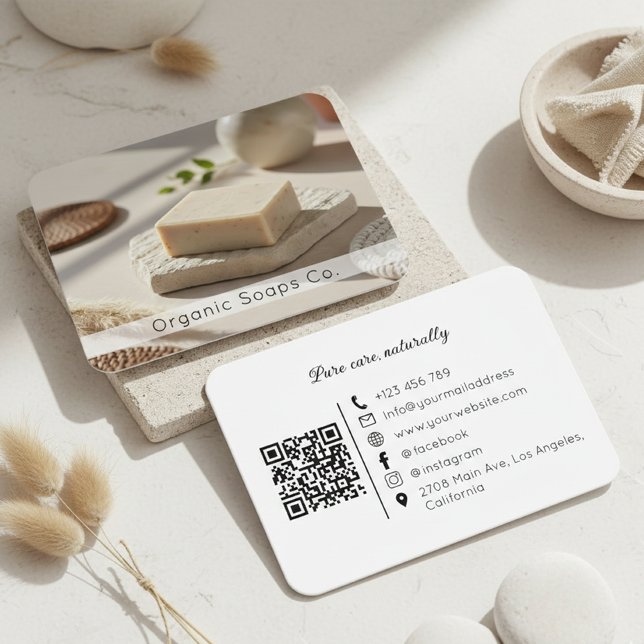 Natural Organic Soap QR Code  Business Card (Creator Uploaded)
