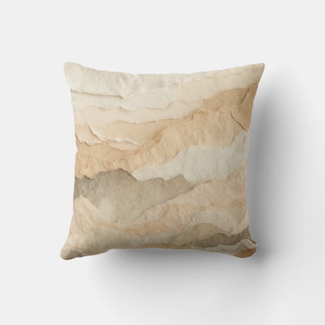 Natural Organic Textured Ripped Layers  Throw Pillow (Back)