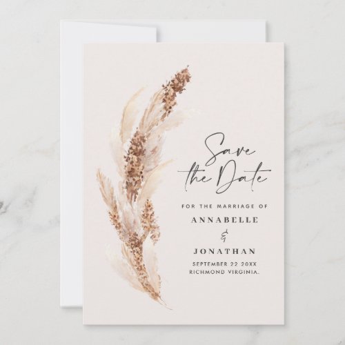 natural pampas grass wedding photo save the date