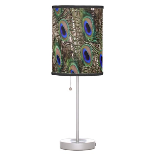 Natural Peacock  tail feathers with blue eyes Table Lamp