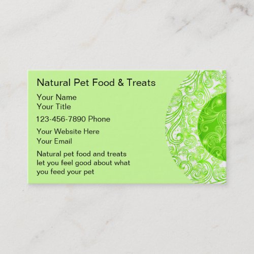Natural Pet Food Business Cards