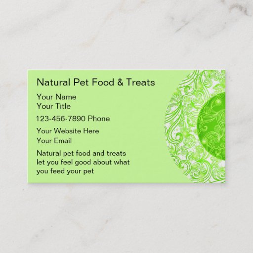 Customizable Natural Pet Food Business Cards
