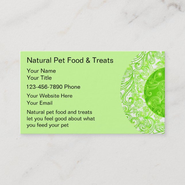 Natural Pet Food Business Cards (Front)