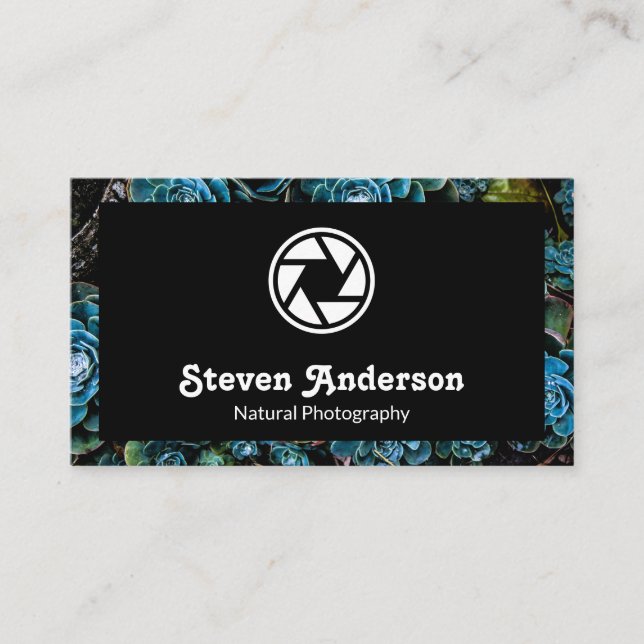 Natural Photography | Gardening | Camera Icon Business Card (Front)