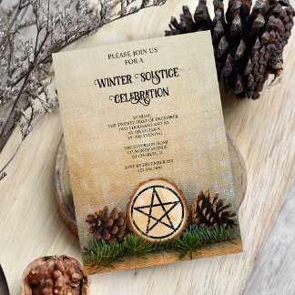 Natural Pine Cone and Branches Winter Solstice Invitation