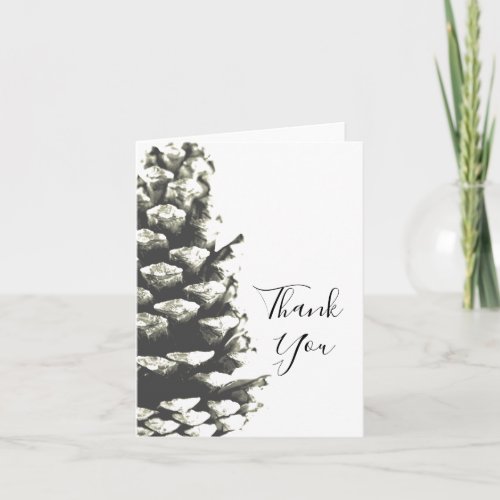 Natural Pine Cone on White Wedding Thank You